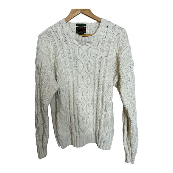 Boston Traders Knitted By Hand Men's / Women's Cable Knit Sweater Size M Cream - Picture 3 of 7